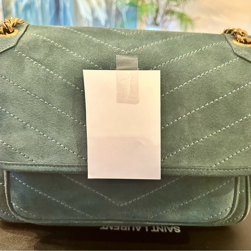 Inspired Niki chain bag in  Green Suede